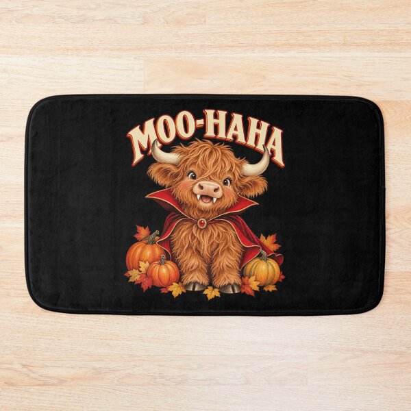 Item preview, Moo Haha Fluffy Vampire Highland Cow Pumpkins Farm Artwork designed and sold by Felinefinesse.