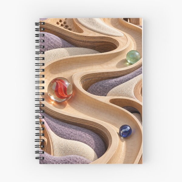 Item preview, Wooden Marble Run with Glass Marbles – Pastel Abstract Kinetic Art Print designed and sold by Kaleidoscope Print.