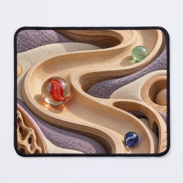 Item preview, Wooden Marble Run with Glass Marbles – Pastel Abstract Kinetic Art Print designed and sold by Kaleidoscope Print.