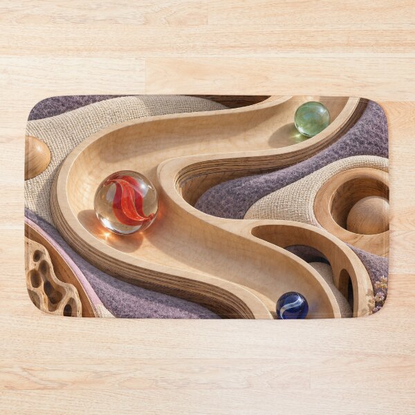 Item preview, Wooden Marble Run with Glass Marbles – Pastel Abstract Kinetic Art Print designed and sold by Kaleidoscope Print.