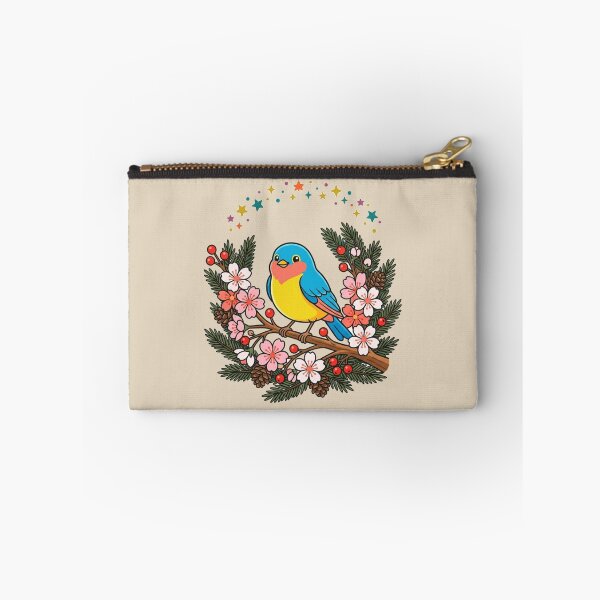 Item preview, Vibrant Blue Songbird Flowering Pine Branch Nature designed and sold by Fine-Arts-Lab.