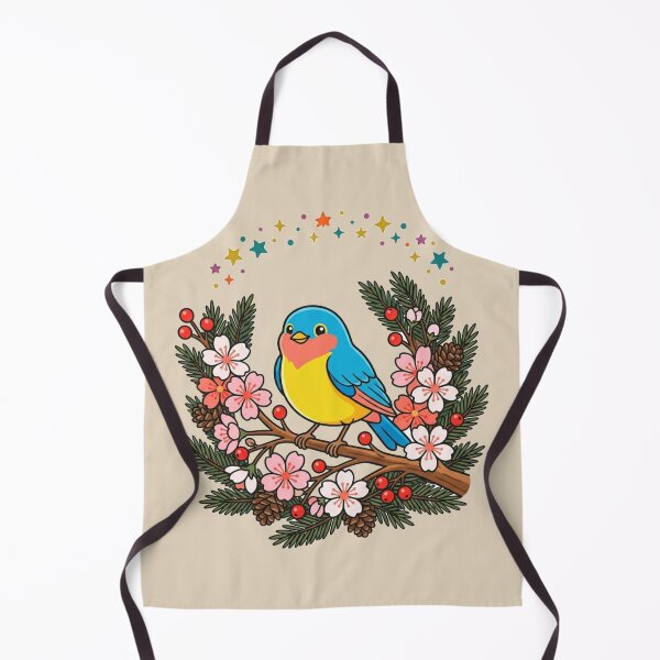 Item preview, Vibrant Blue Songbird Flowering Pine Branch Nature designed and sold by Fine-Arts-Lab.