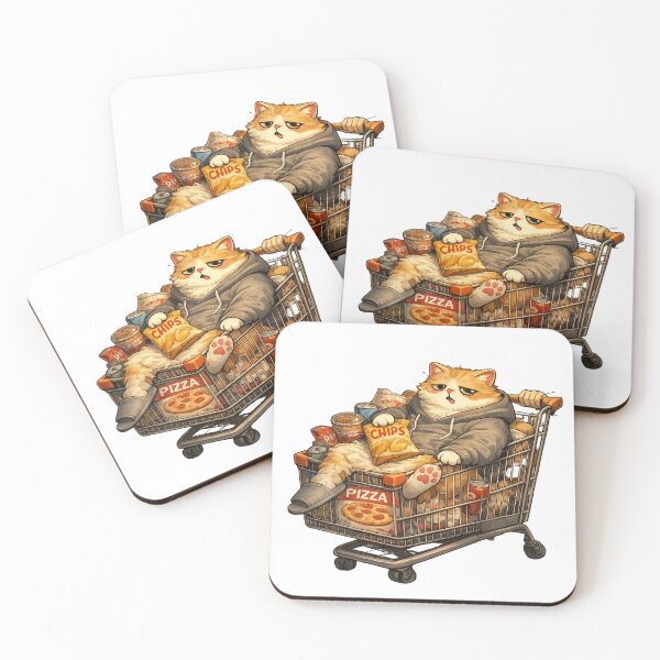 Item preview, Tired Cat In Grocery Cart With Snacks designed and sold by UvooArt.