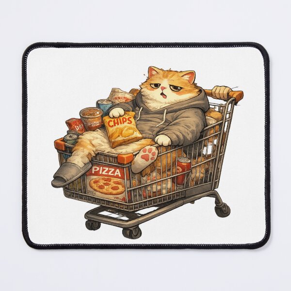 Item preview, Tired Cat In Grocery Cart With Snacks designed and sold by UvooArt.