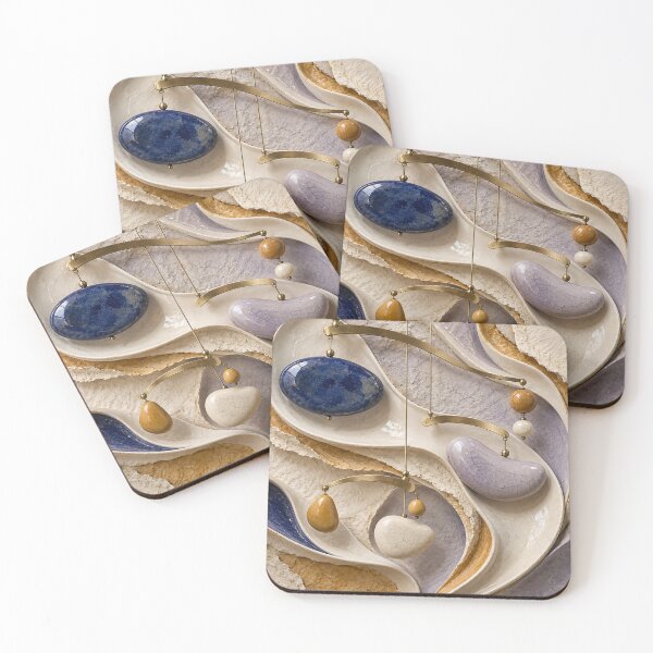 Item preview, Celestial Stone Mobile – Luxury Abstract Ceramic and Gold Art Print designed and sold by Kaleidoscope Print.