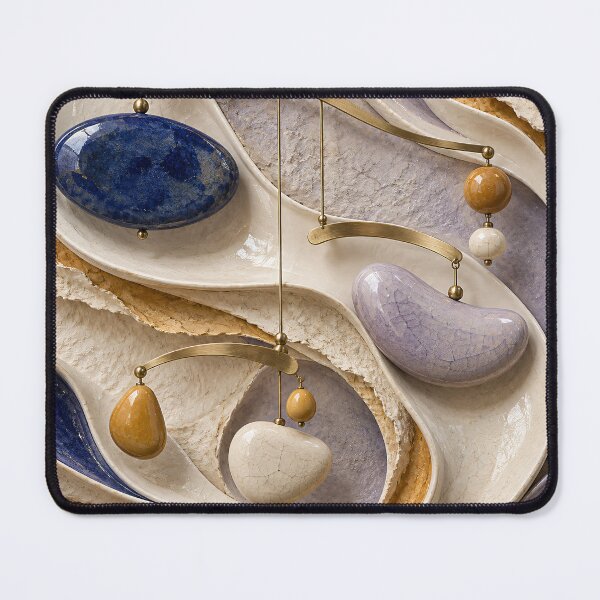 Item preview, Celestial Stone Mobile – Luxury Abstract Ceramic and Gold Art Print designed and sold by Kaleidoscope Print.