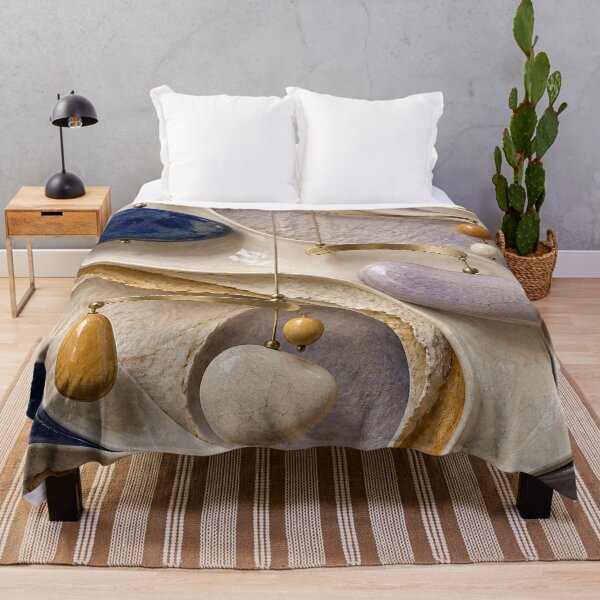 Item preview, Celestial Stone Mobile – Luxury Abstract Ceramic and Gold Art Print designed and sold by Kaleidoscope Print.