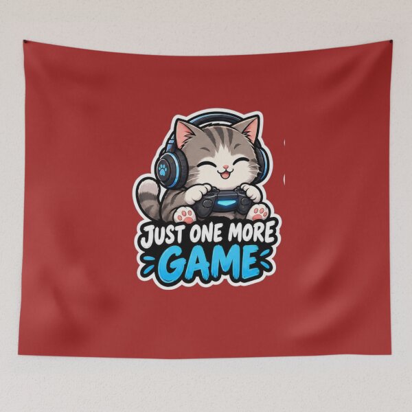 Item preview, Funny Gamer Cat Just One More Game Gaming Gift designed and sold by Artbysarmina.