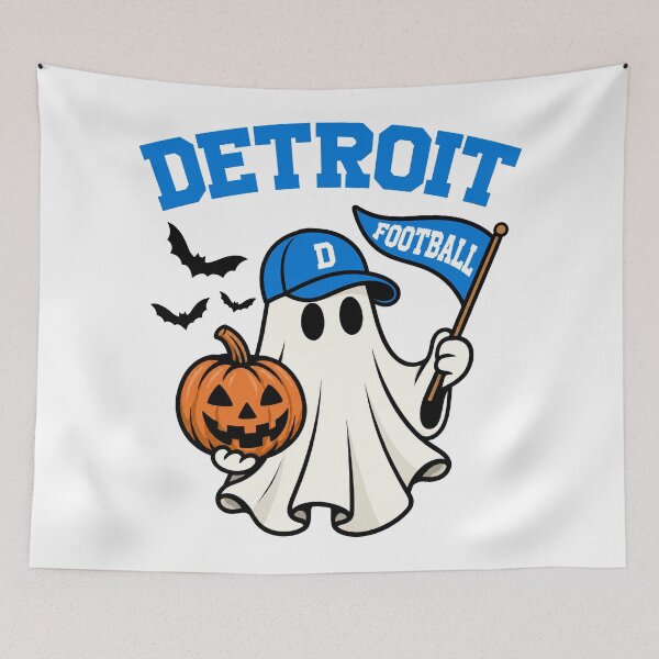 Item preview, Ghost Holding Pumpkin Detroit L.io.n.s Halloween Inspired designed and sold by ChrisNikolaus.