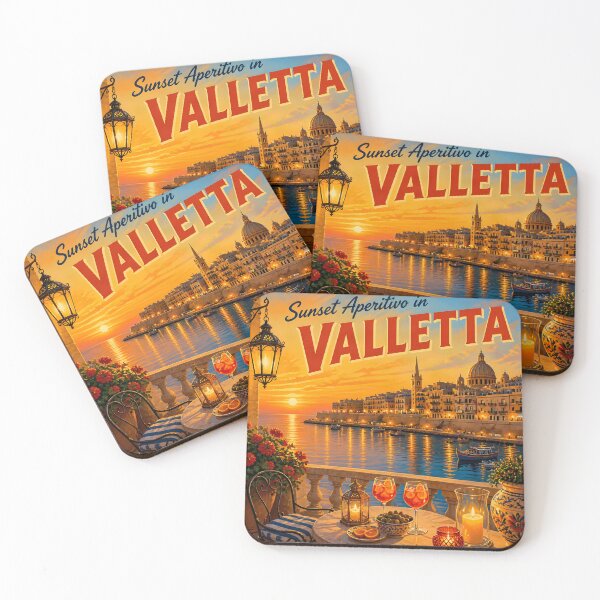 Item preview, Valletta Malta, Sunset Aperitivo - Scenic Travel Poster designed and sold by LSVart.