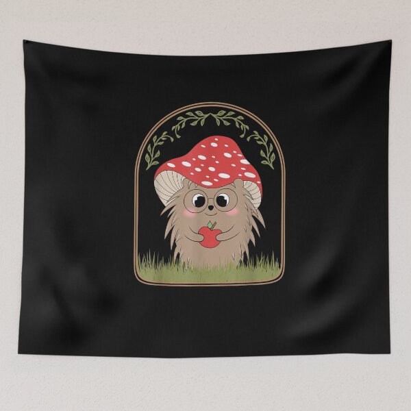Item preview, Cute Mushroom Hedgehog Holding Apple designed and sold by WilfRedokry-21.