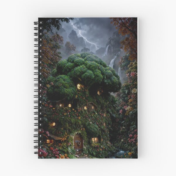 Item preview, Whimsical Broccoli Cottage - Fairytale Forest Art designed and sold by Vhelir-Art.