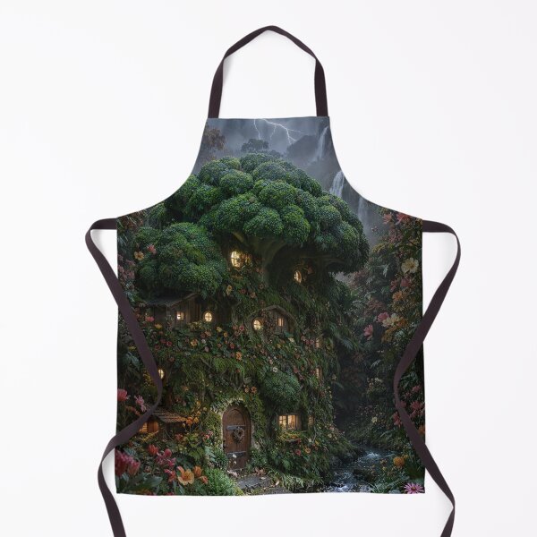Item preview, Whimsical Broccoli Cottage - Fairytale Forest Art designed and sold by Vhelir-Art.