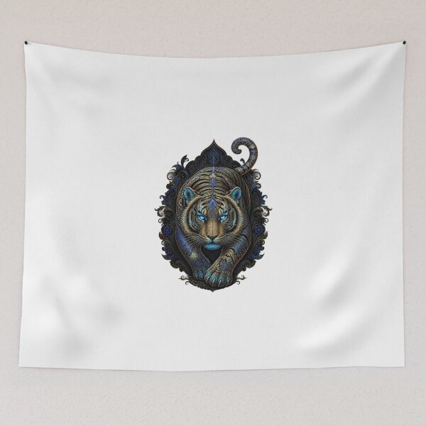 Item preview, ArtOrnamentalBlueGoldTiger designed and sold by Artrendzs.