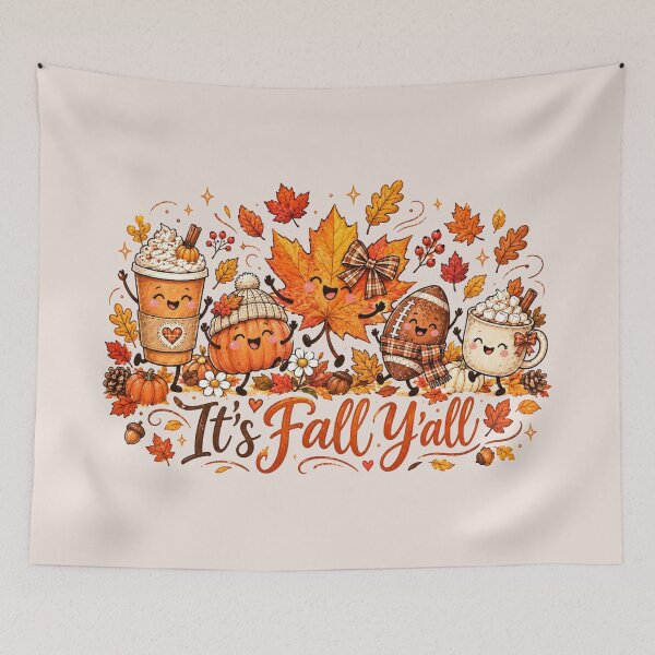 Item preview, It's Fall Y'all, Cute Autumn Doodles, Funny Thanksgiving, Cozy Coffee Season, Fall Vibes designed and sold by Quiajia.
