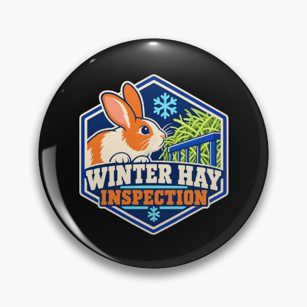 Item preview, Winter Hay Inspection Rabbit Owner Badge designed and sold by DreamLayerStudio.