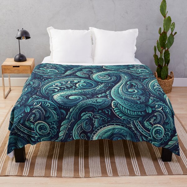 Item preview, Navy Turquoise Paisley – Intricate Ornamental Boho Pattern designed and sold by Apex Designs.