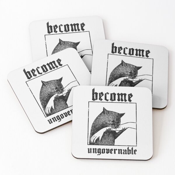 Item preview, Become Ungovernable Funny Graphic Feral Cat Biting Hand designed and sold by Darkifun.