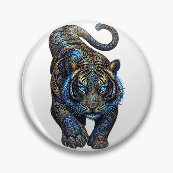 Item preview, ArtOrnamentalBlueGoldTiger designed and sold by Artrendzs.