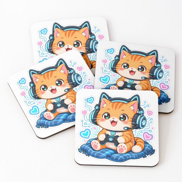Item preview, Cute Kawaii Gamer Cat - Cozy Aesthetic Gaming Mascot Sticker designed and sold by printozaShop⭐️⭐️⭐️⭐️.
