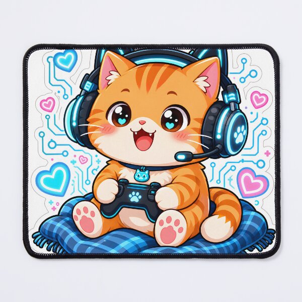 Item preview, Cute Kawaii Gamer Cat - Cozy Aesthetic Gaming Mascot Sticker designed and sold by printozaShop⭐️⭐️⭐️⭐️.