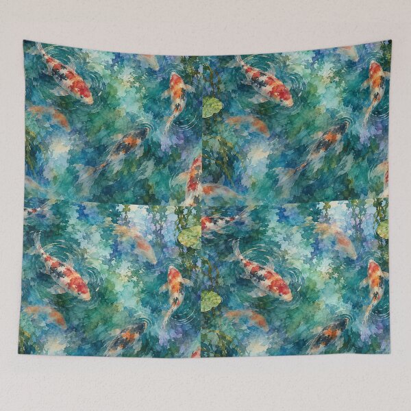 Item preview, Watercolor Koi Pond Reflections Background designed and sold by frumixart.