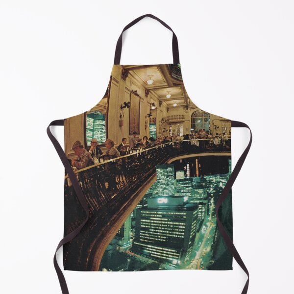 Item preview, Surreal vintage city collage retro cafe interior night designed and sold by seventies.collages.