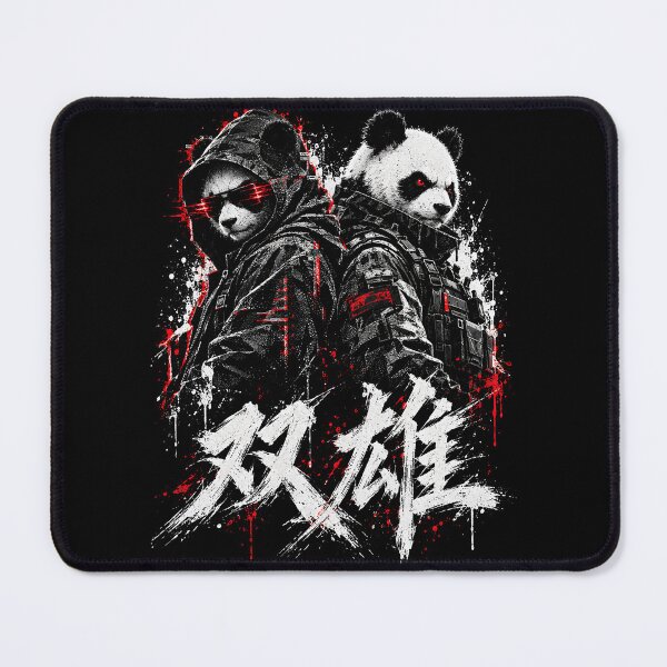 Item preview, 双雄 The Duo - Cyberpunk Panda Agents Chinese Calligraphy Streetwear designed and sold by Eagle Vision Designs.