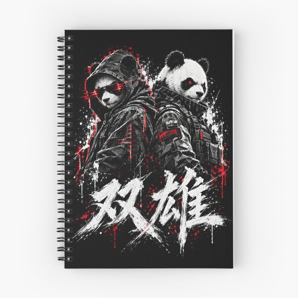 Item preview, 双雄 The Duo - Cyberpunk Panda Agents Chinese Calligraphy Streetwear designed and sold by Eagle Vision Designs.