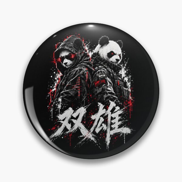 Item preview, 双雄 The Duo - Cyberpunk Panda Agents Chinese Calligraphy Streetwear designed and sold by Eagle Vision Designs.