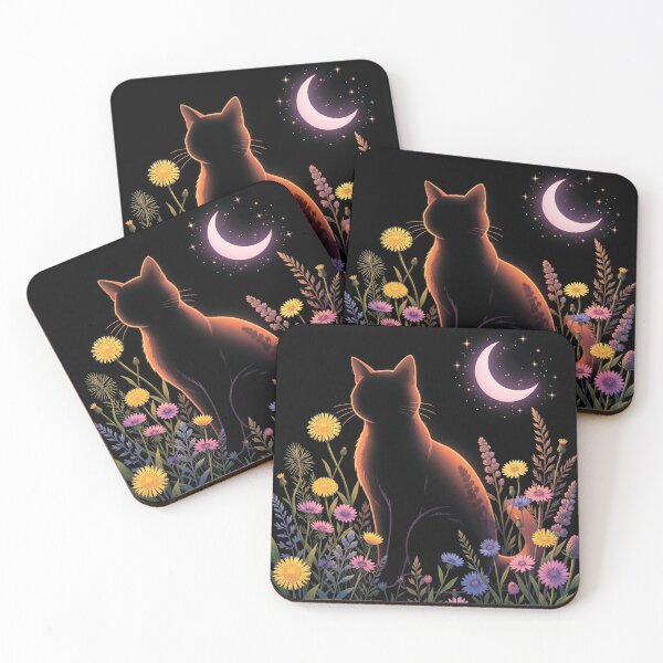 Item preview, Cat in the meadow at night designed and sold by MagelliShop.