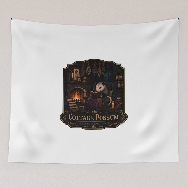 Item preview, Dark Cottagecore Possum Cozy Nocturnal Botanist Art designed and sold by Créative touche .