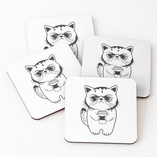 Item preview, Grumpy Cat with Coffee Funny Gift 1 designed and sold by OneLine Studio.