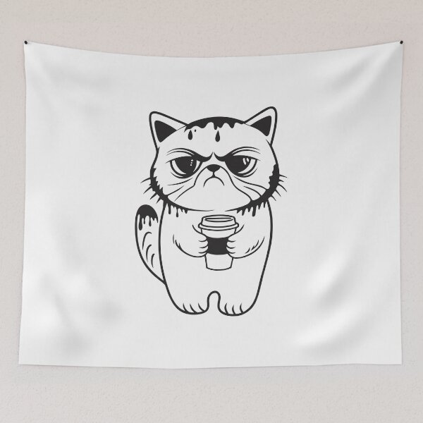 Item preview, Grumpy Cat with Coffee Funny Gift 1 designed and sold by OneLine Studio.