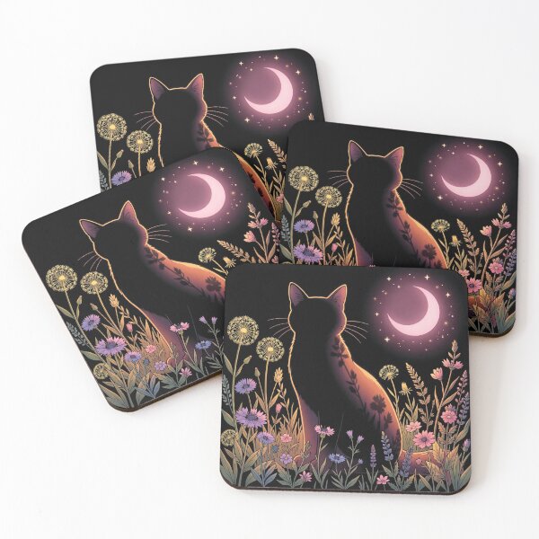 Item preview, Cat in the meadow at night designed and sold by MagelliShop.