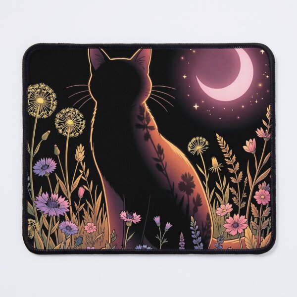 Item preview, Cat in the meadow at night designed and sold by MagelliShop.