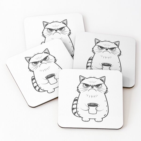 Item preview, Grumpy Cat with Coffee Funny Gift 2 designed and sold by OneLine Studio.