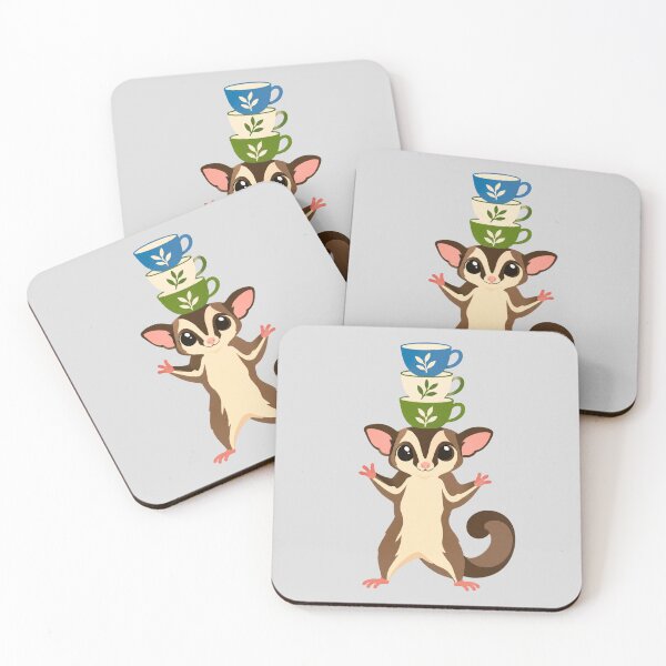 Item preview, Cute Opossum Balancing Colorful Tea Cups designed and sold by hattie's.