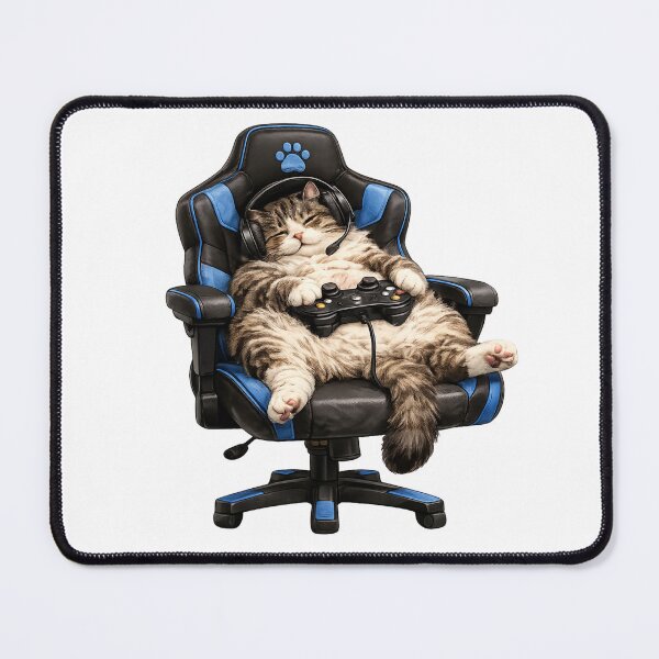 Item preview, Funny Sleeping Gamer Cat In Chair designed and sold by UvooArt.