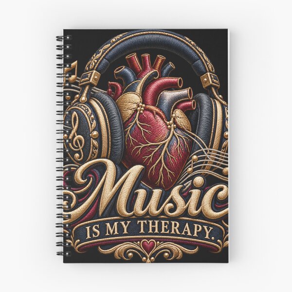 Item preview, Music Is My Therapy Quote – Embroidered Headphones and Vinyl Record Design designed and sold by Emoji Emblems.