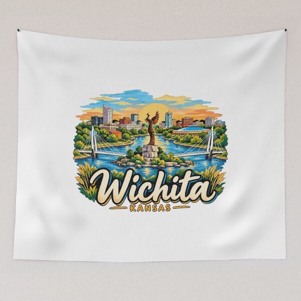 Item preview, Hand Drawn Wichita Kansas Travel Souvenir Landmark Gift designed and sold by MichaeIRellov.