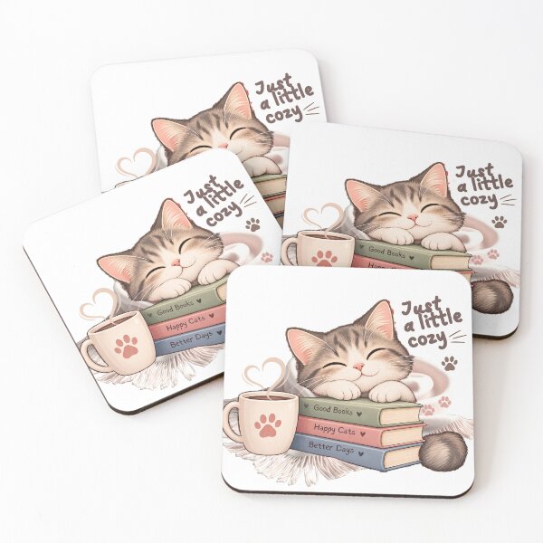 Item preview, Just a Little Cozy Cat – Cute Cat Lover Bookish Design designed and sold by Mellow paws Designs.