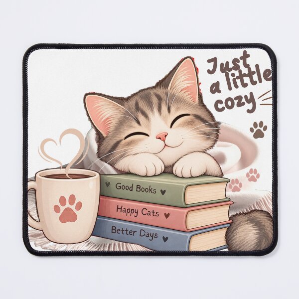 Item preview, Just a Little Cozy Cat – Cute Cat Lover Bookish Design designed and sold by Mellow paws Designs.