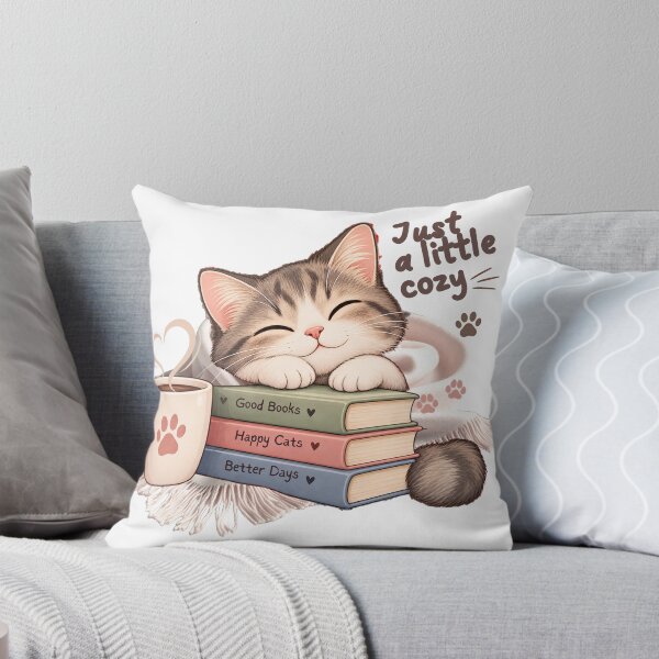 Item preview, Just a Little Cozy Cat – Cute Cat Lover Bookish Design designed and sold by Mellow paws Designs.