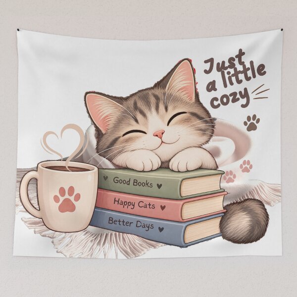 Item preview, Just a Little Cozy Cat – Cute Cat Lover Bookish Design designed and sold by Mellow paws Designs.