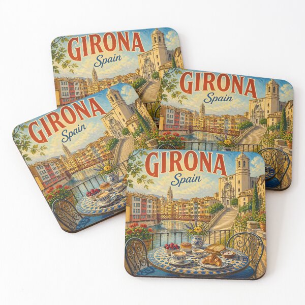 Item preview, Girona, Spain: Vintage-Style Painterly Travel Poster designed and sold by LSVart.