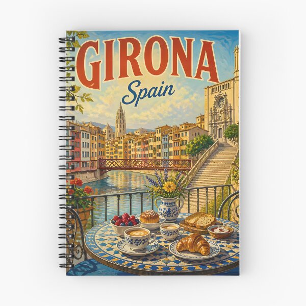 Item preview, Girona, Spain: Vintage-Style Painterly Travel Poster designed and sold by LSVart.
