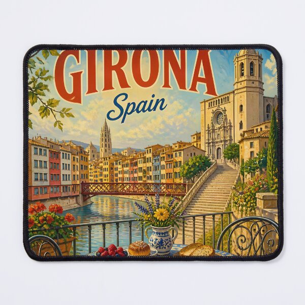 Item preview, Girona, Spain: Vintage-Style Painterly Travel Poster designed and sold by LSVart.