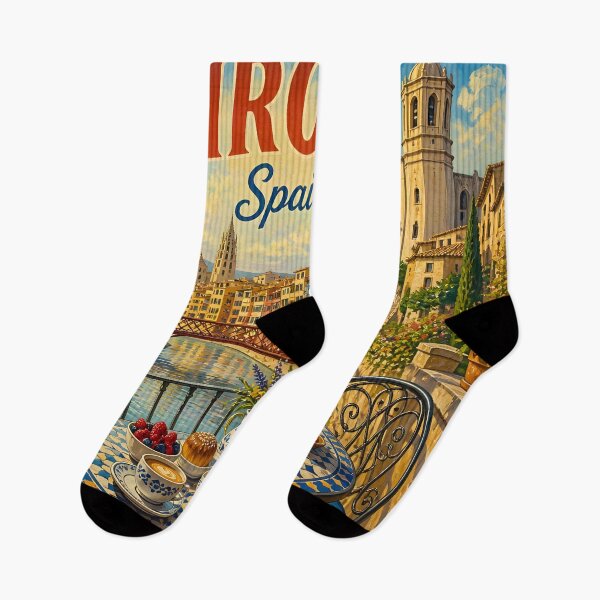 Item preview, Girona, Spain: Vintage-Style Painterly Travel Poster designed and sold by LSVart.