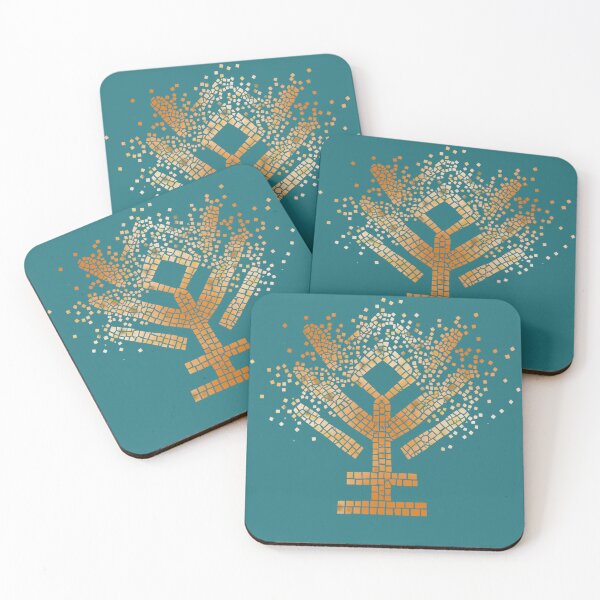 Item preview, Amber Pixel Tree of Life - Cyber Antiquity Mosaic Art designed and sold by codex antique.